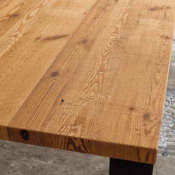 Old softwood table top close-up