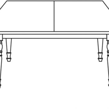 Extendable table opened close-up
