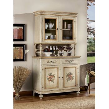 Sideboard with 2 doors and 2 drawers, and hand-decored showcase