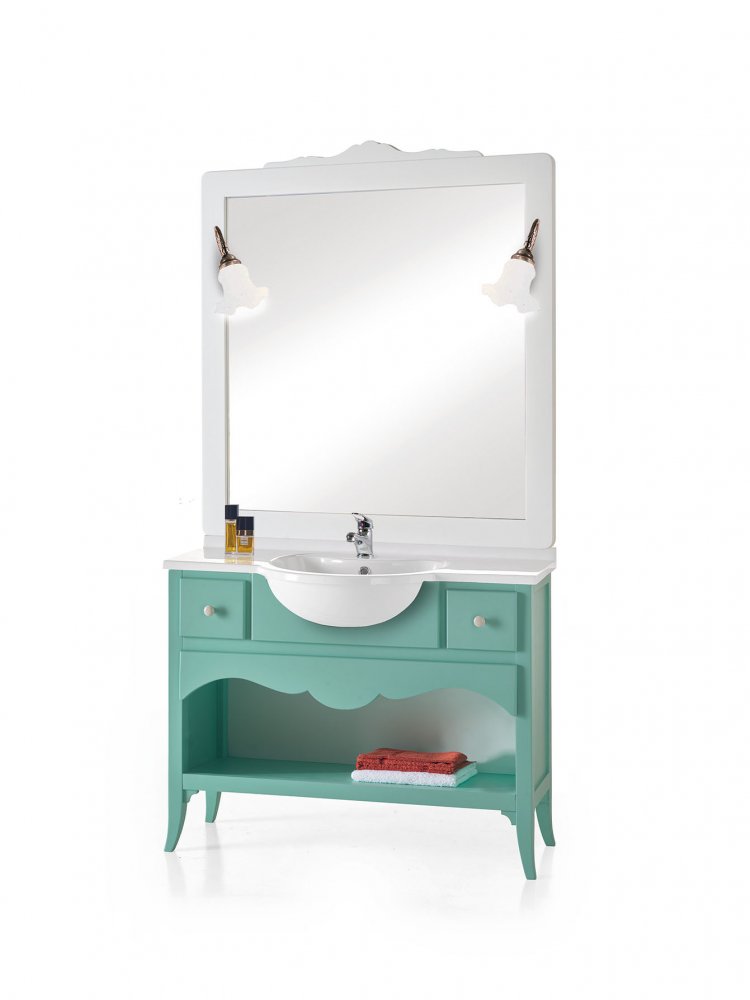 Composizione bagno con 2 cassetti e vano porta asciugamani