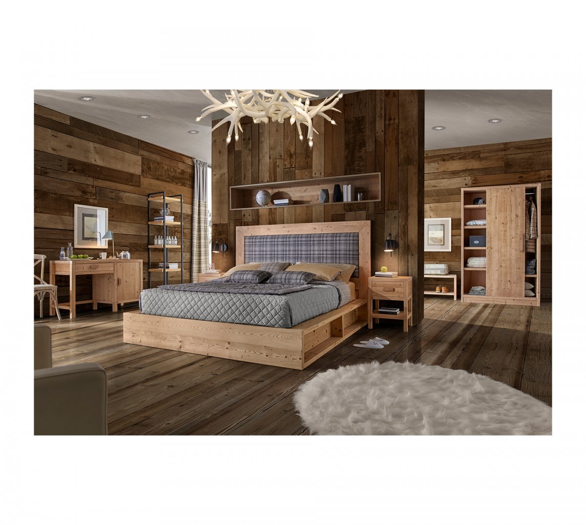 Solid fir wood master bedroom