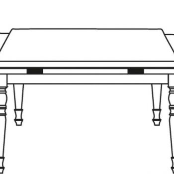 Extendable table opened close-up